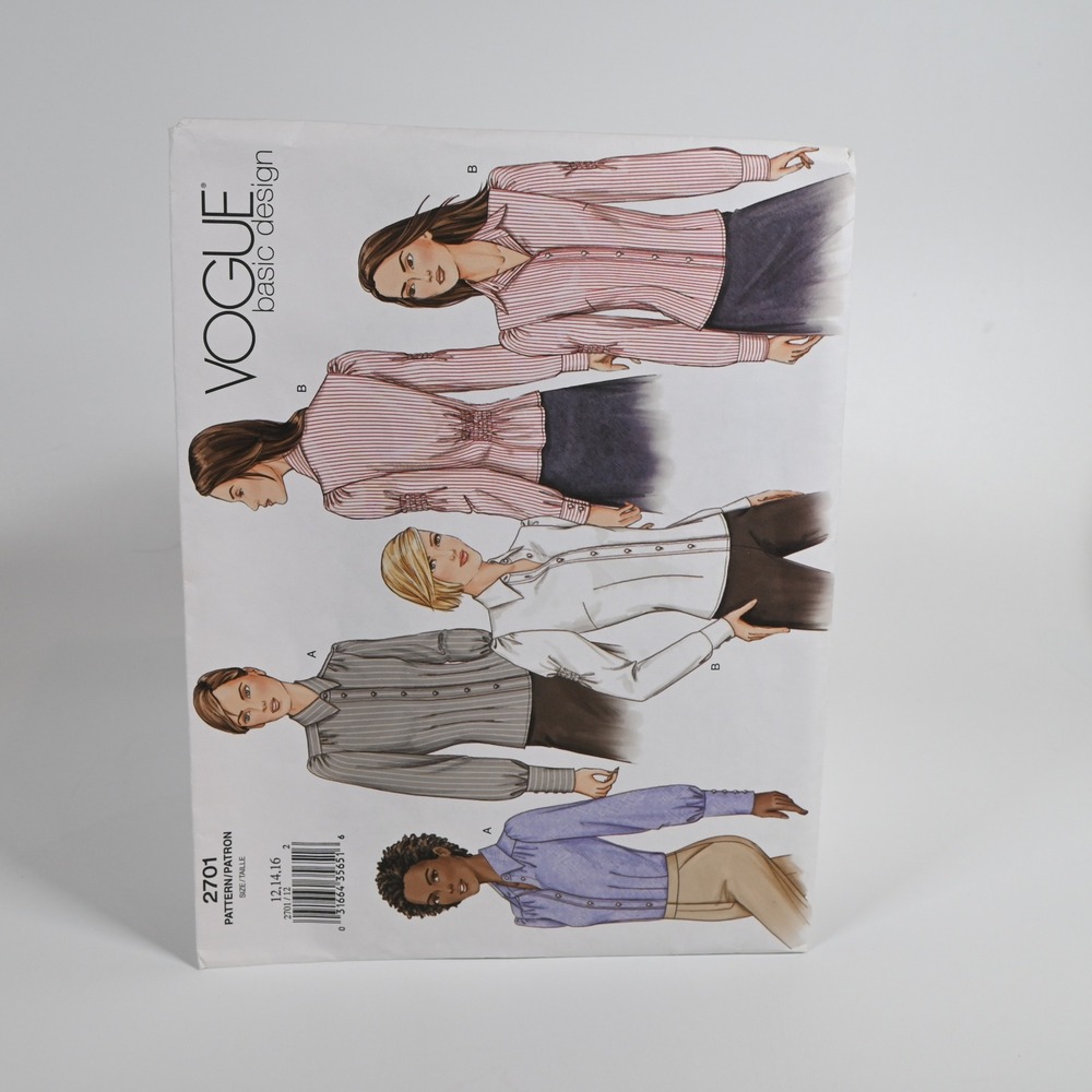 Vogue 2701 Blouse Sewing Pattern Misses 12-16 Uncut Factory Folded